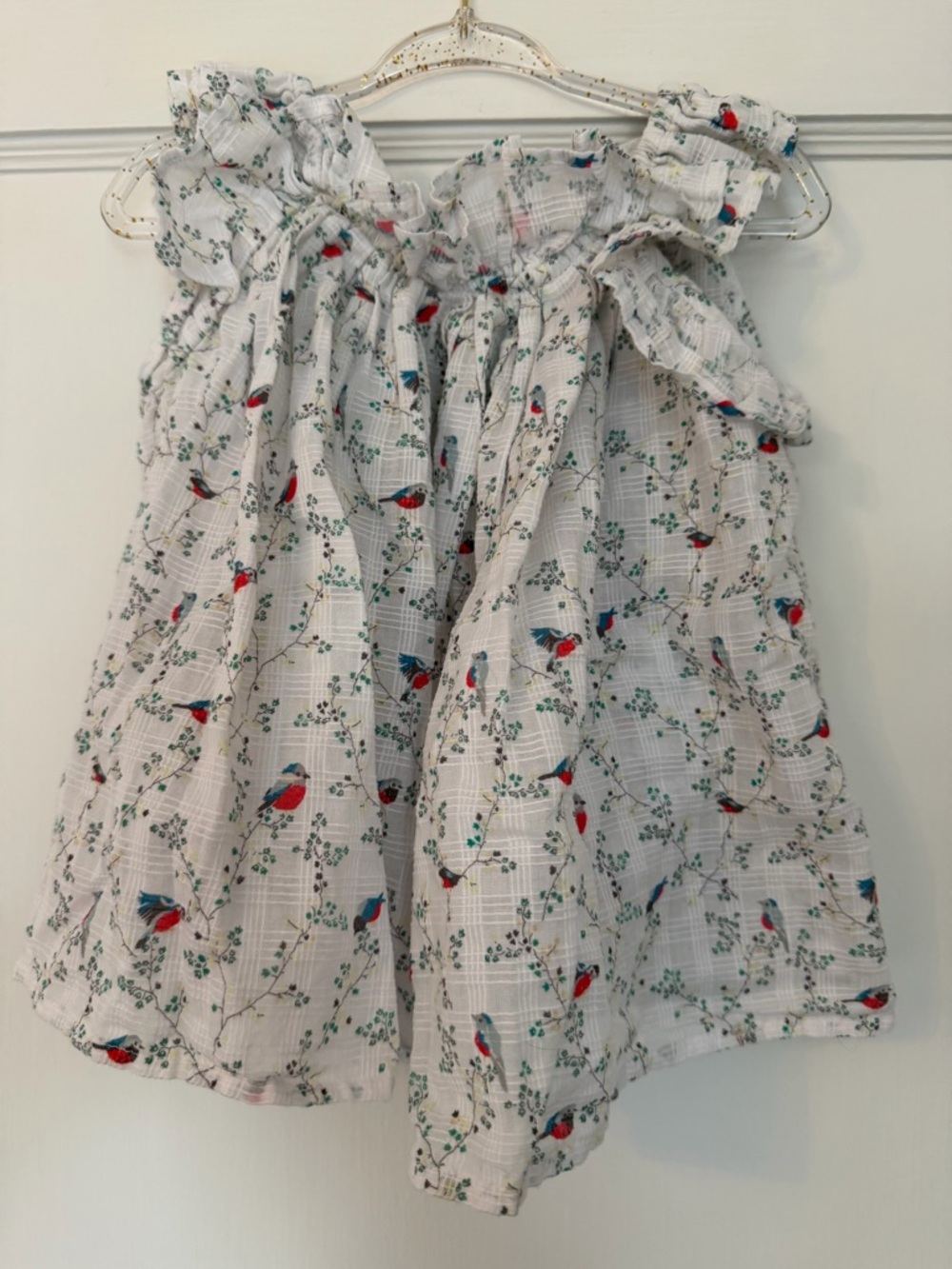 Bonton Bird-Print Ruffle Sleeve Blouse